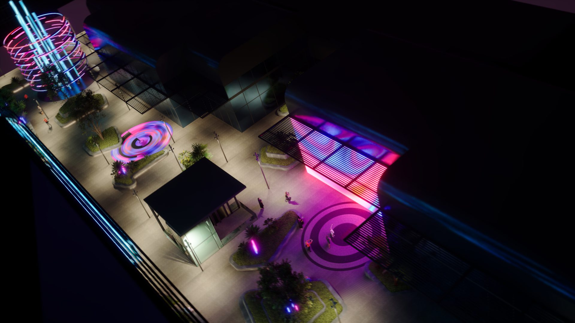Dubai CommerCity: concept visualisation of illuminated public spaces