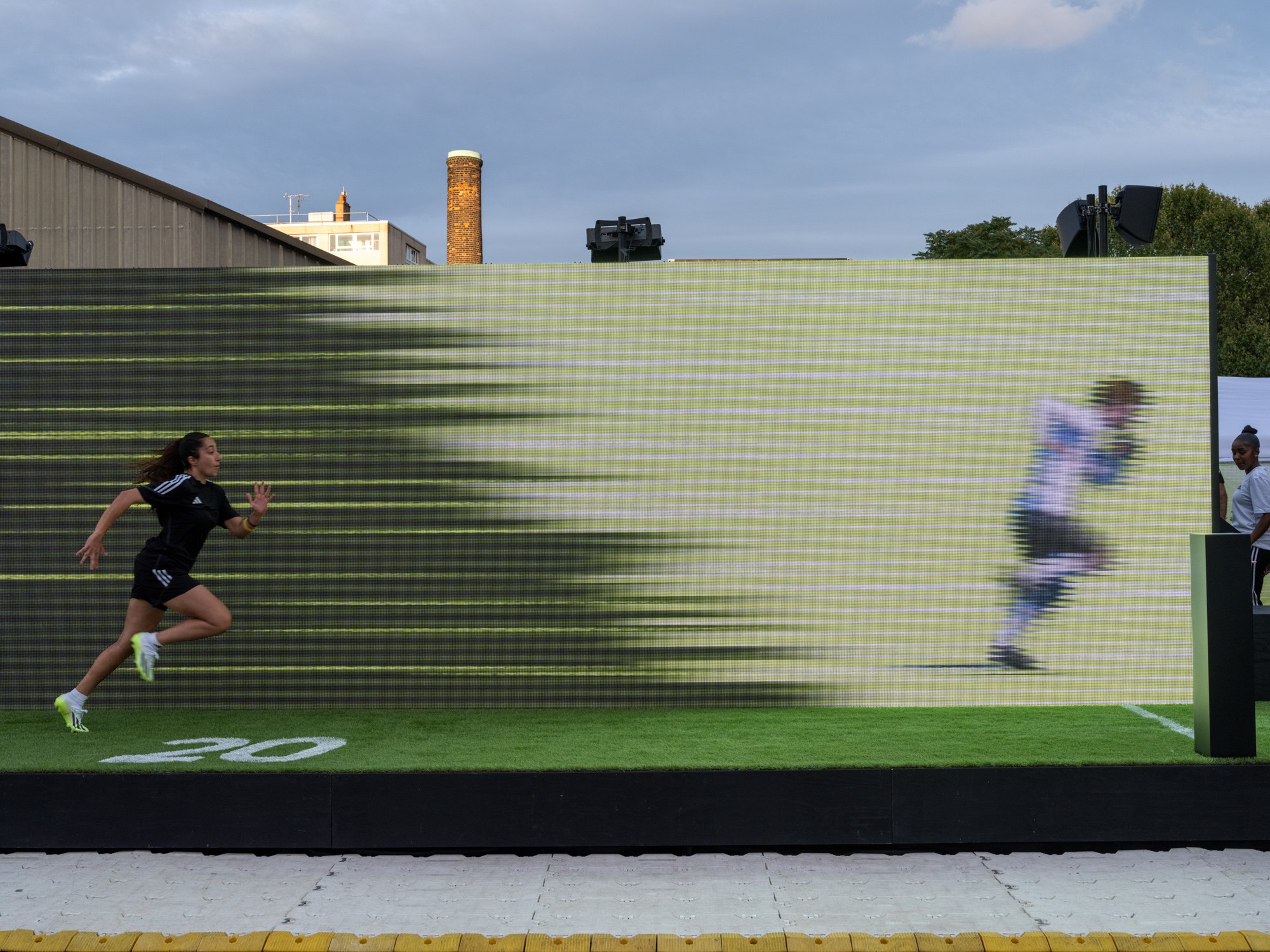 adidas Speed Pays: a footballer races alongside an interactive LED wall