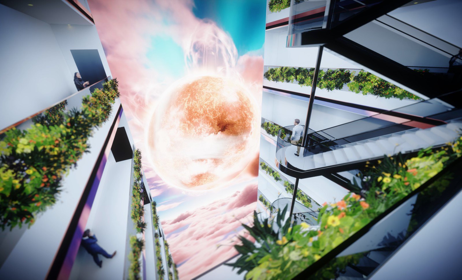 Dubai CommerCity: visualisation of a large screen in the district
