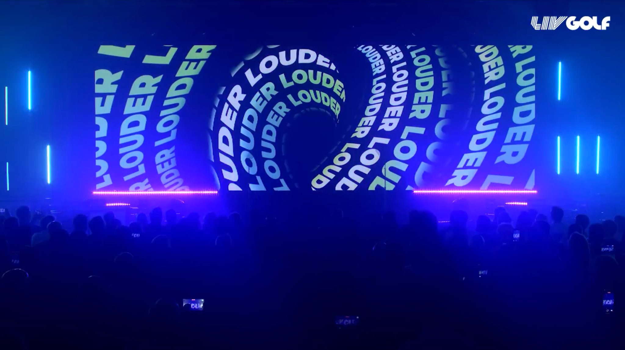 LIV Golf: bold typography across the surrounding screens
