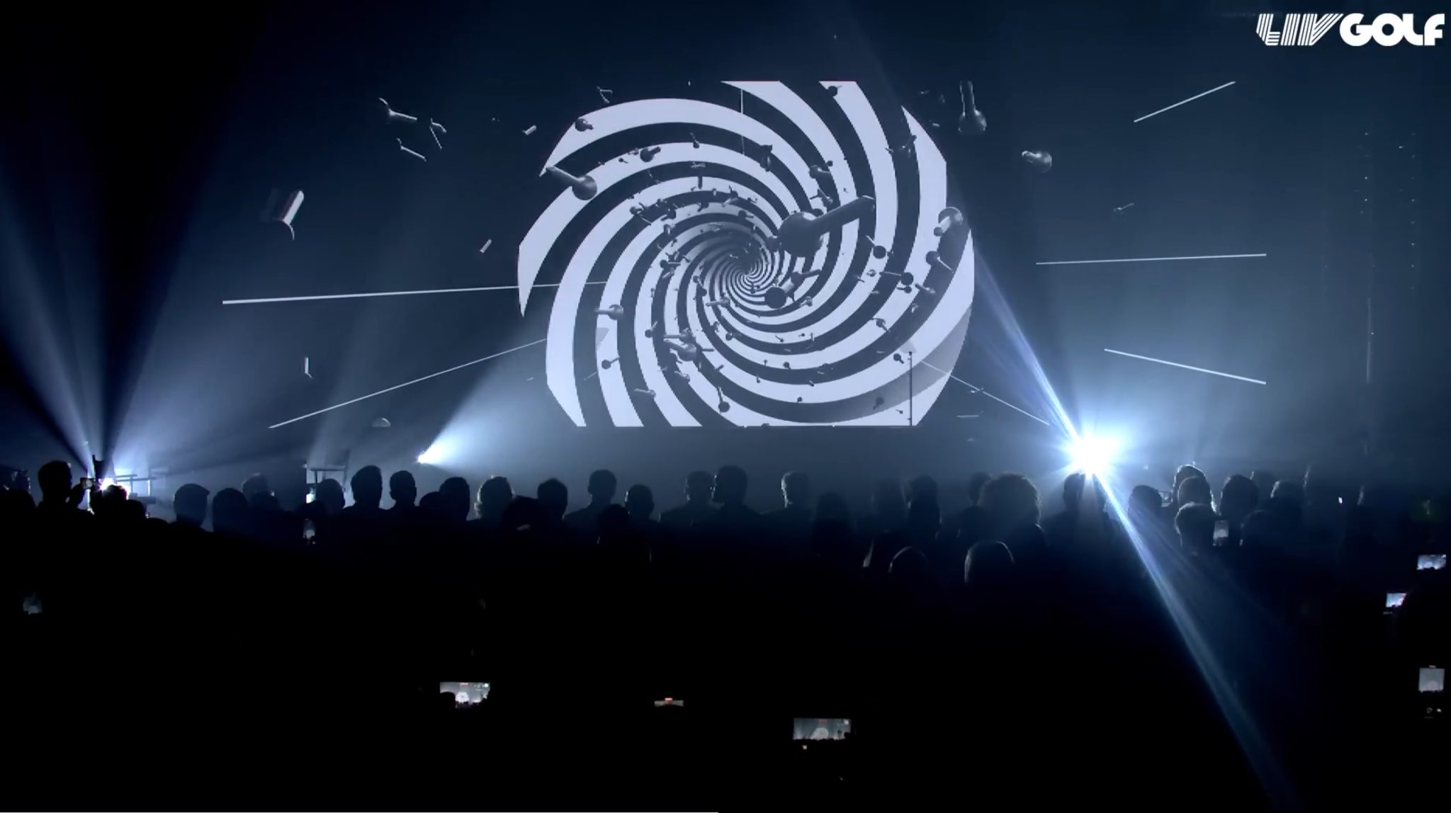 LIV Golf: animated spiral with synchronised stage lighting